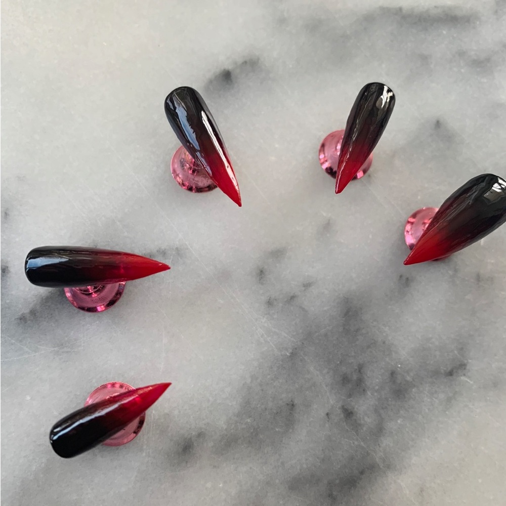 Stiletto Red to Black Nails